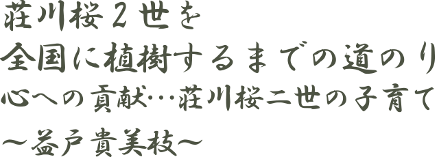 荘川桜2世を全国に植樹するまでの道のり ～心への貢献～荘川桜二世の子育て～