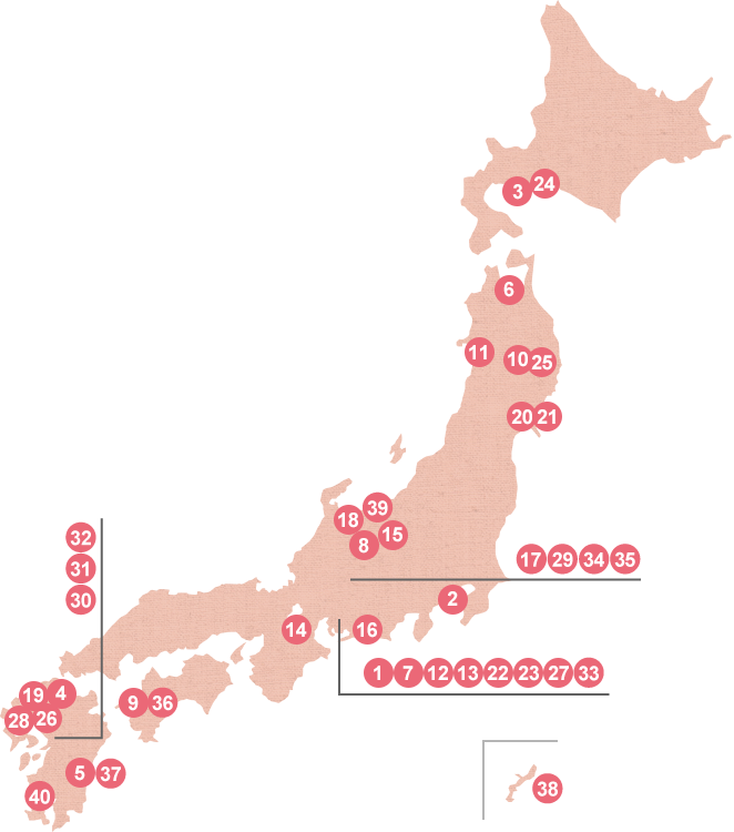 荘川桜の植樹場所の日本地図です
